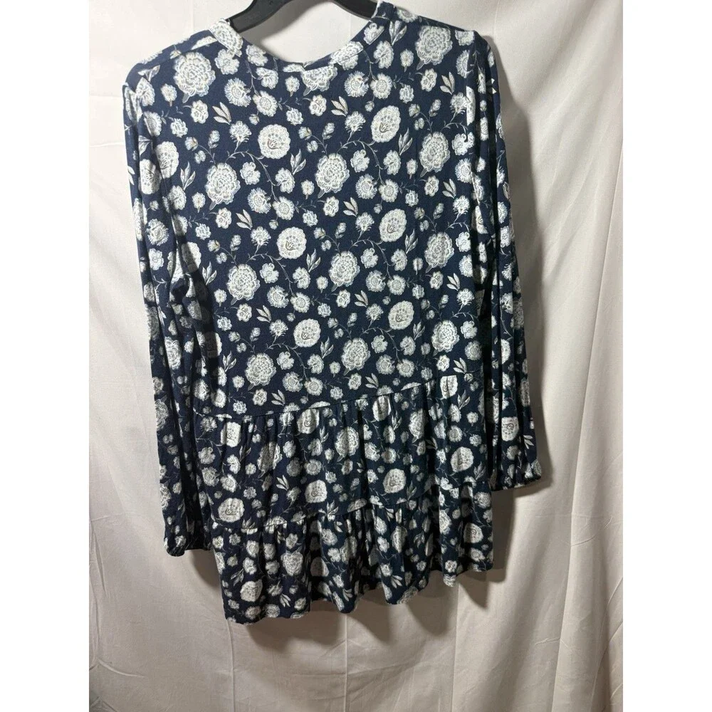 Wonderly Floral Print Dress 3/4 Sleeve V-Neck Size XL